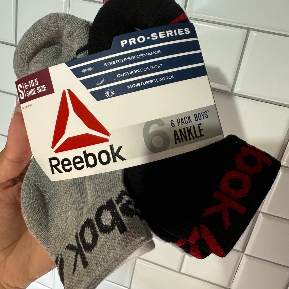 Reebok Gray and Black Performance Socks